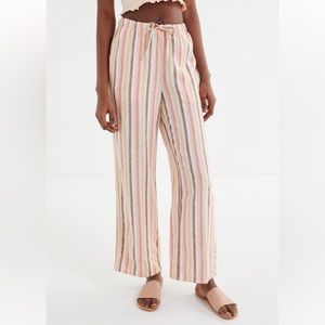 Urban Outfitters Chance Striped Linen Pull-On Wide-Leg Pant Size XS
